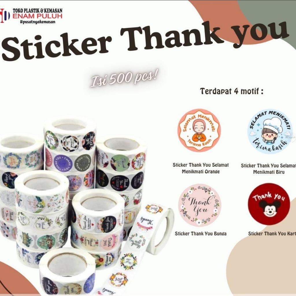 

Stiker Thanks You/ Sticker Terima Kasih / Sticker Selamat Menikmati Sticker Bulat Roll Makanan Kue Catering