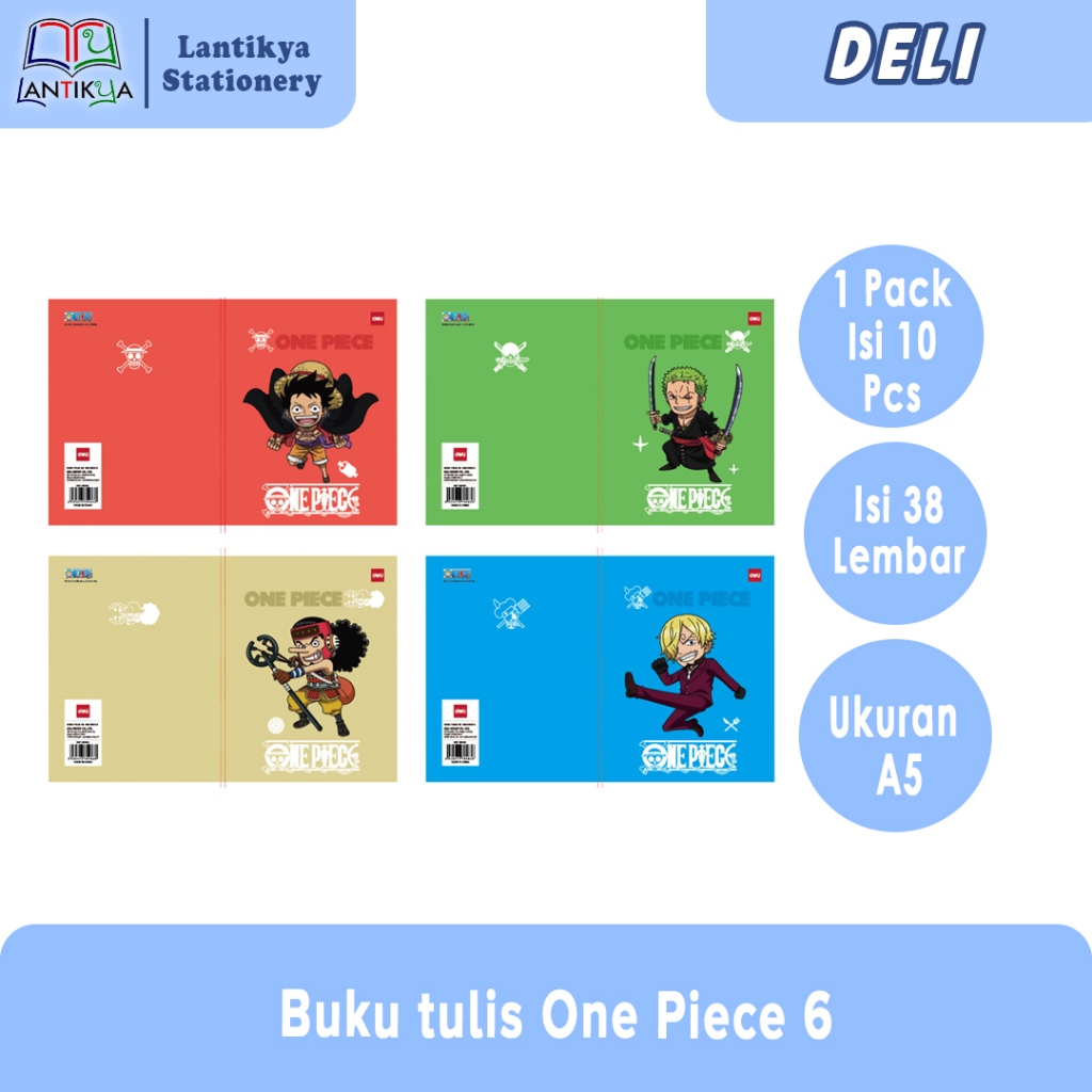 [1 PACK] Buku Tulis DELI 38 Lembar One Piece 6 / CNA 538 ONE PIECE 6