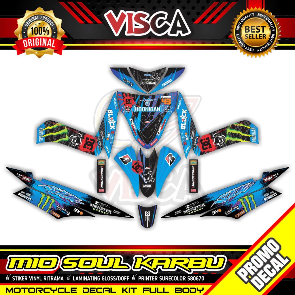 Decal Mio Soul Karbu Full Body Stiker Mio Soul Karbu Variasi Keren Striping Mio Soul Karbu Variasi D