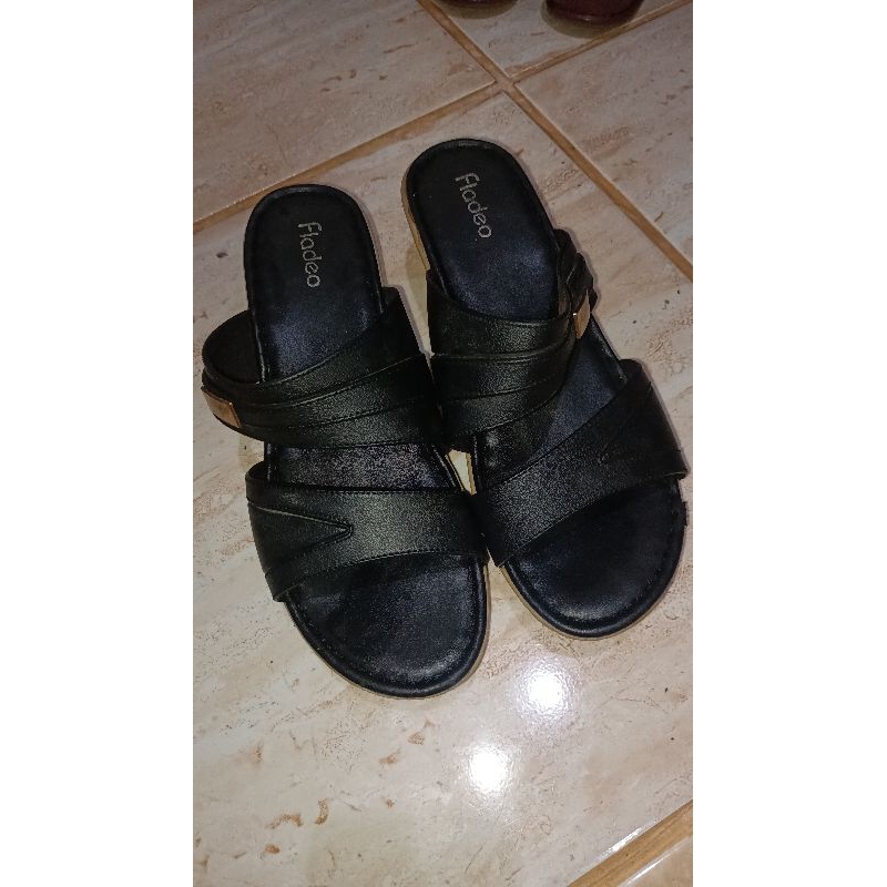 Sandal Wedges Wanita Wedges Fladeo Wedges Hitam