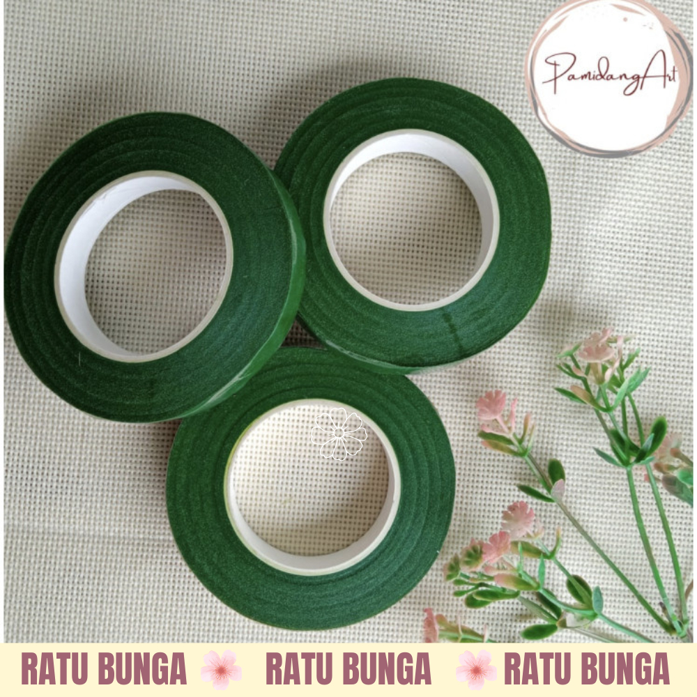 

Floral Tape Roll 30 yard / Selotip Daun Hijau / Flower Tape/ Solasi Bunga