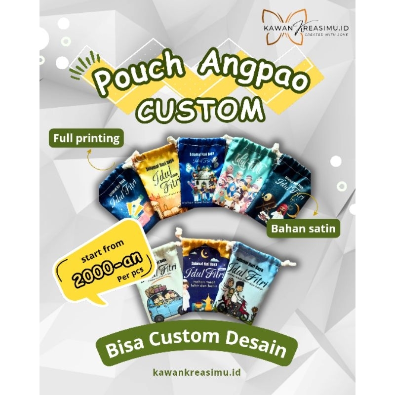 

(isi 10PCS) POUCH ANGPAO SATIN SERUT AESTETHIC FULL PRINT (Bisa Custom Sesukamu)
