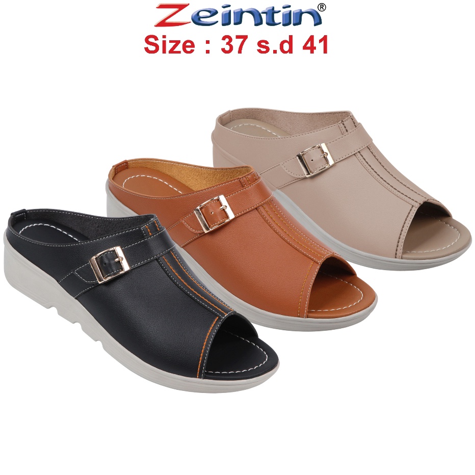 Zeintin  Sepatu Sandal Wanita Bahan Kulit Sintetis Sendal Wedges Wanita Handmade Zeintin RD