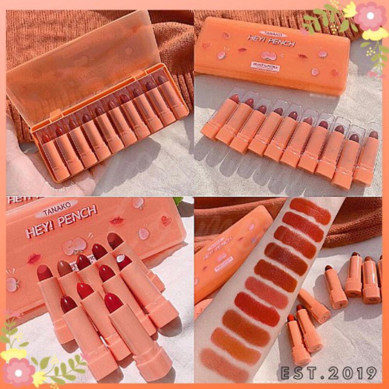 (10 pcs ) Termurah!! Tanako hey peach Lipstik set 10 warna