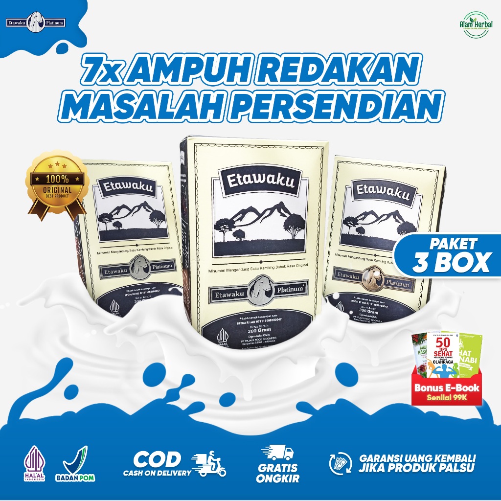 

Etawaku Susu Kambing Asli Krimer Atasi Tulang Sendi Pernafasan Paket 3 Box