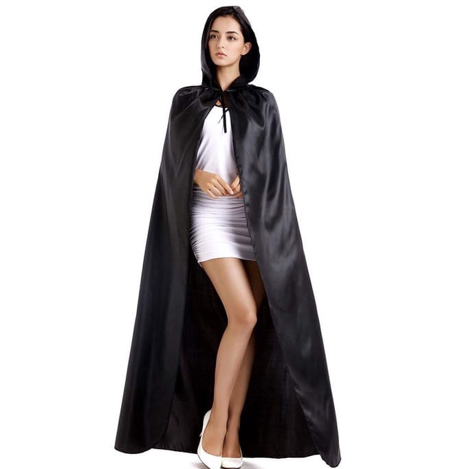 Cosplay Jubah Hitam Polos Plus Hoodie Kostum Halloween Pria Dan Wanita