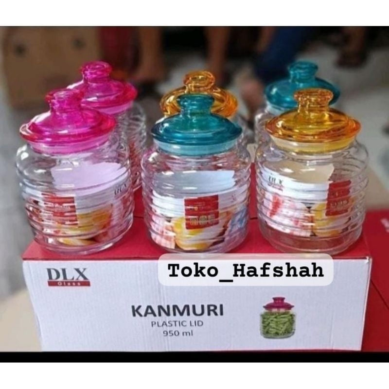 Toples kue kering kaca DLX kanmuri 950ml (isi 6) toples kue toples permen Toples Kue Lebaran BATAM