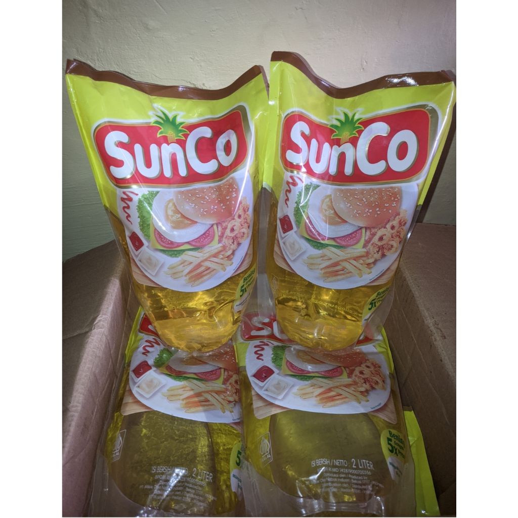 

TERMURAH-2liter Sunco kemasan pouch- minyak goreng sunco premium 5xlebih bening & awet isi 6 pcs