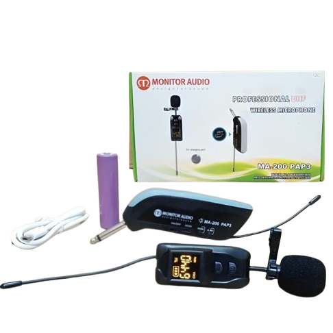 Mic Jepit Wireless Monitor Audio MA-200 / Mikrofon Clip-On Wireless / Microphone Jepit Wireless
