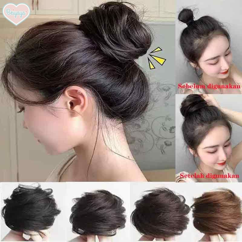 Korean Fun Bun / Cepol Rambut Palsu / Sanggul Ikat Rambut Palsu /Cepolan rambut palsu Karet Scrunchi