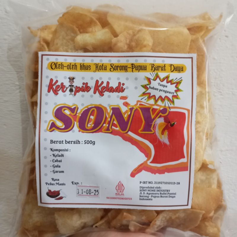 

Cemilan Khas Papua Keripik Keladi Talas Pedas Manis SONY