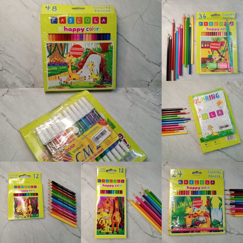 

PENSIL WARNA STANDARD PASCOLA HAPPY COLOR PENCIL ISI 12 24 36 48