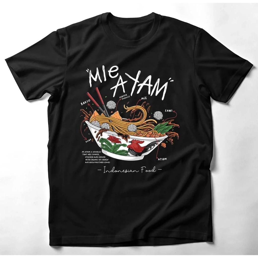 Hay.Cowboy T-Shirt TEMA MAKANAN INDONESIA I MIE AYAM Bahan 24s Kaos Distro Dewasa pria wanita