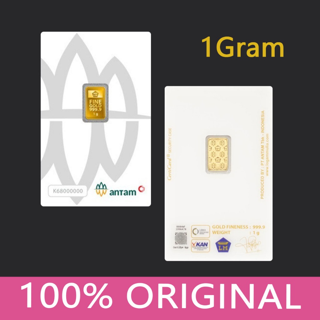 ASLI Antam 1 gram Logam Mulia Emas Murni 24 Karat Certicard Certieye