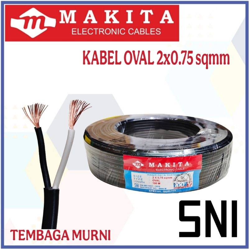 Kabel Makita 2 x 0.75 Kabel OVAL Serabut Tembaga Meteran
