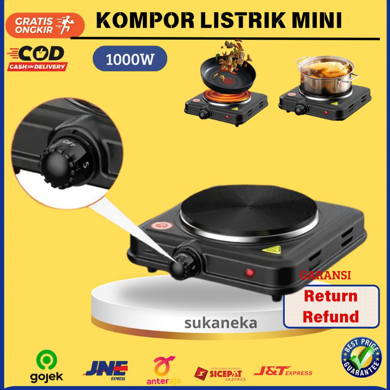 Kompor Listrik Mini Portable 5 Gear Hot Plate 1000W Electric Stove Low Watt Portable