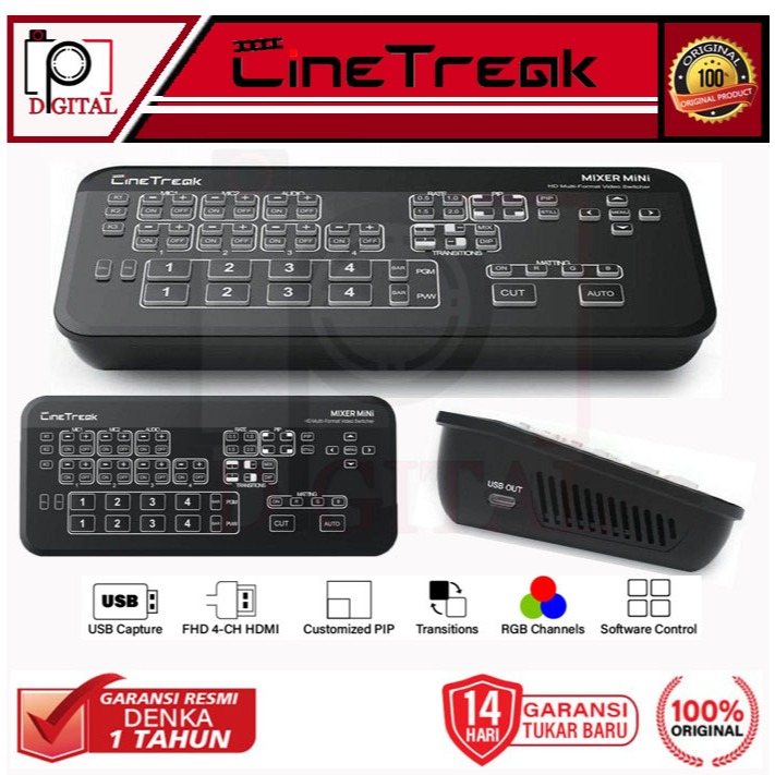 Video Switcher Cinetreak Mini Mixer Live Streaming FullHD