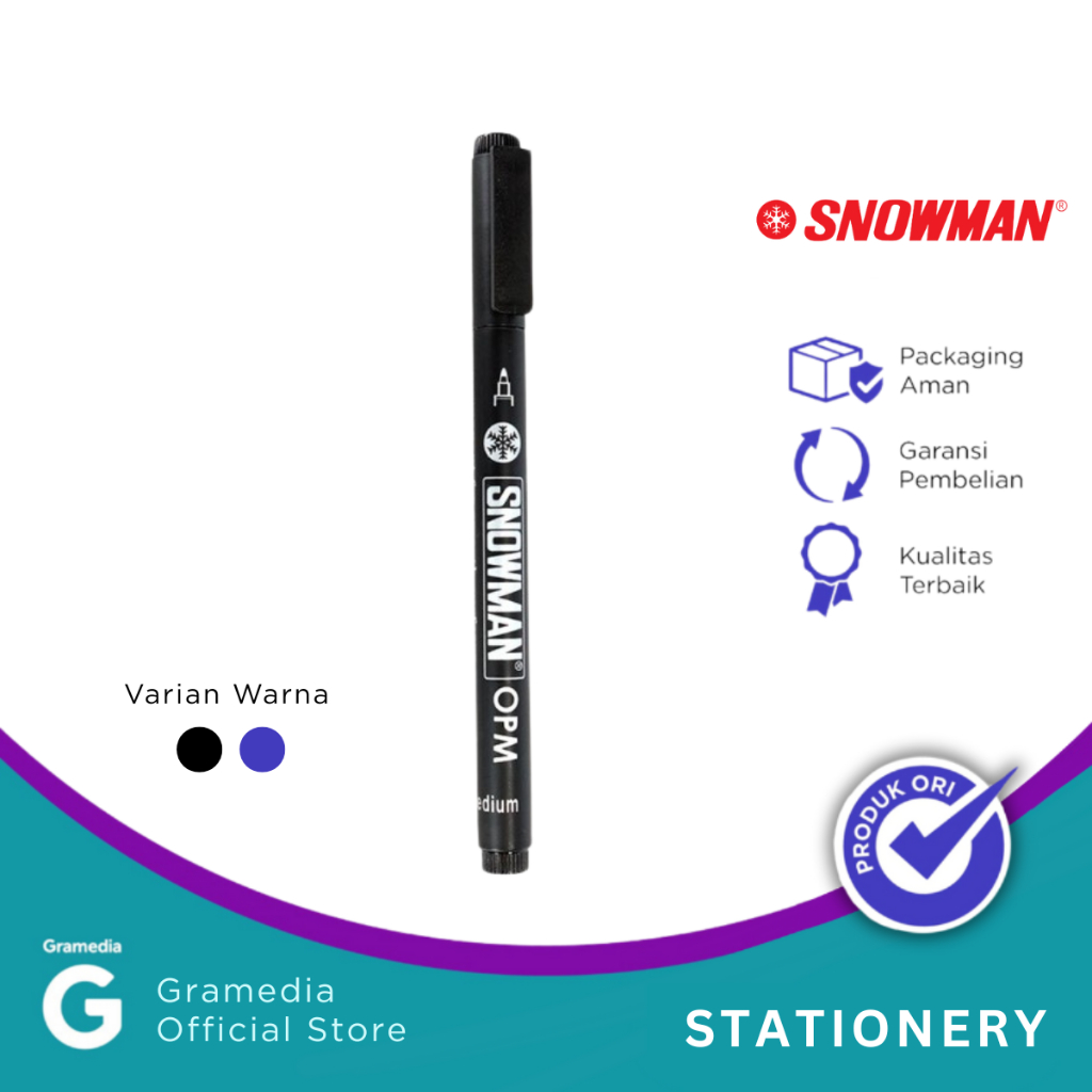 

Snowman - Spidol OHP Permanen OPM-1 Warna Hitam/Pcs