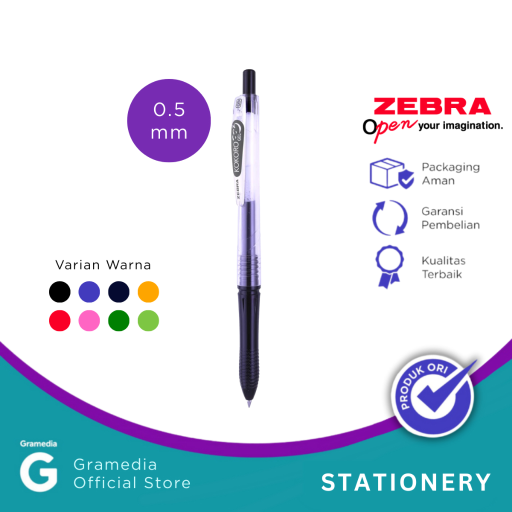 

Zebra - Pulpen Gel Kokoro 0.5 Mm Warna Hitam