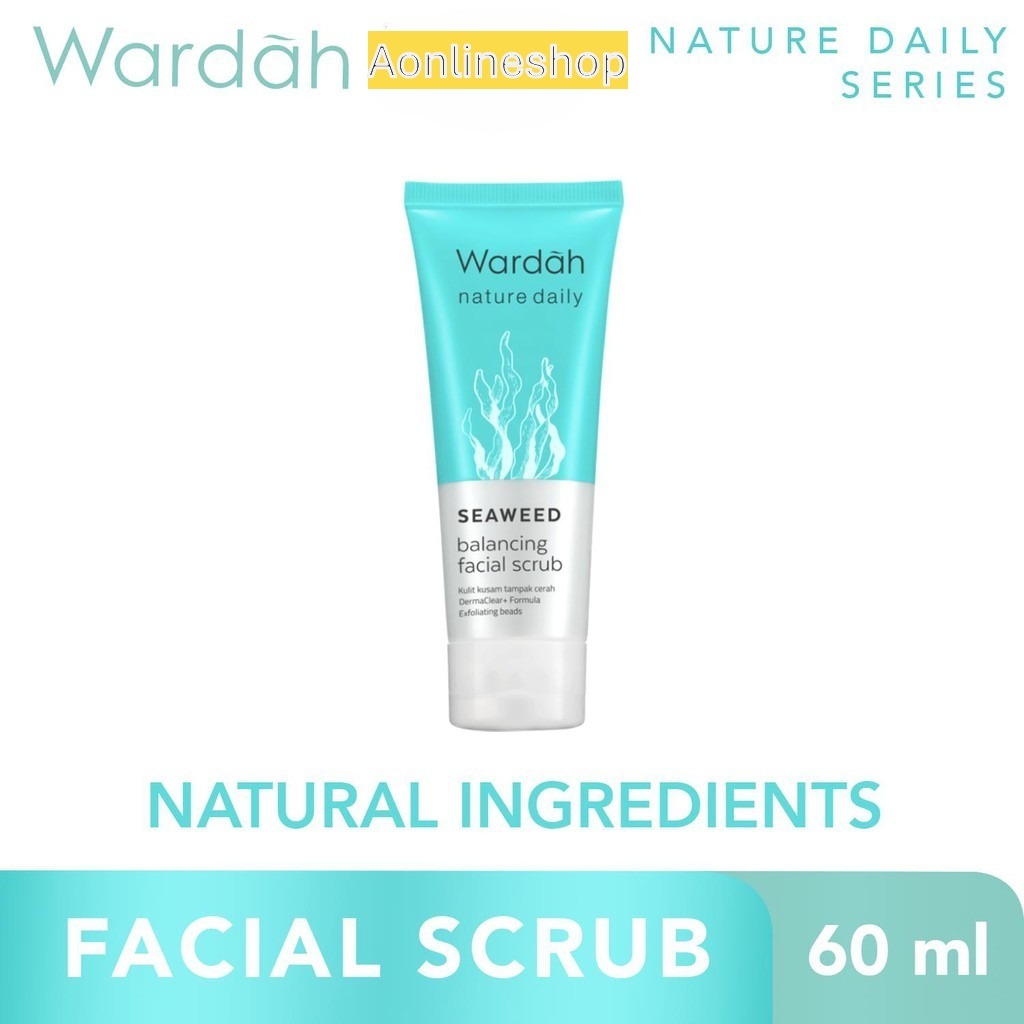 Sabun Cuci Muka Wardah Nature Daily Seaweed Balancing Facial Wash 60 ML | Facial Scrub 60ml