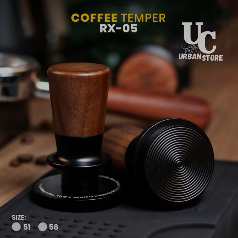 Tamper click kopi  RX-05 double spring walnut handle ripple base constant pressure 51mm 58mm  | VP