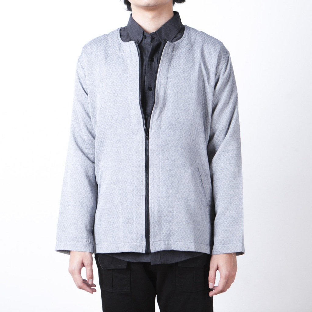 QUTN Kimono Cardigan Luaran Pria Lengan Panjang Zip Cardigan - Lt Blue Diamond