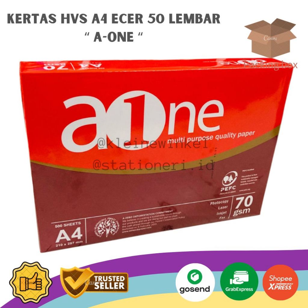 

[ 50 LEMBAR ] Kertas HVS A4 A-ONE ECER!