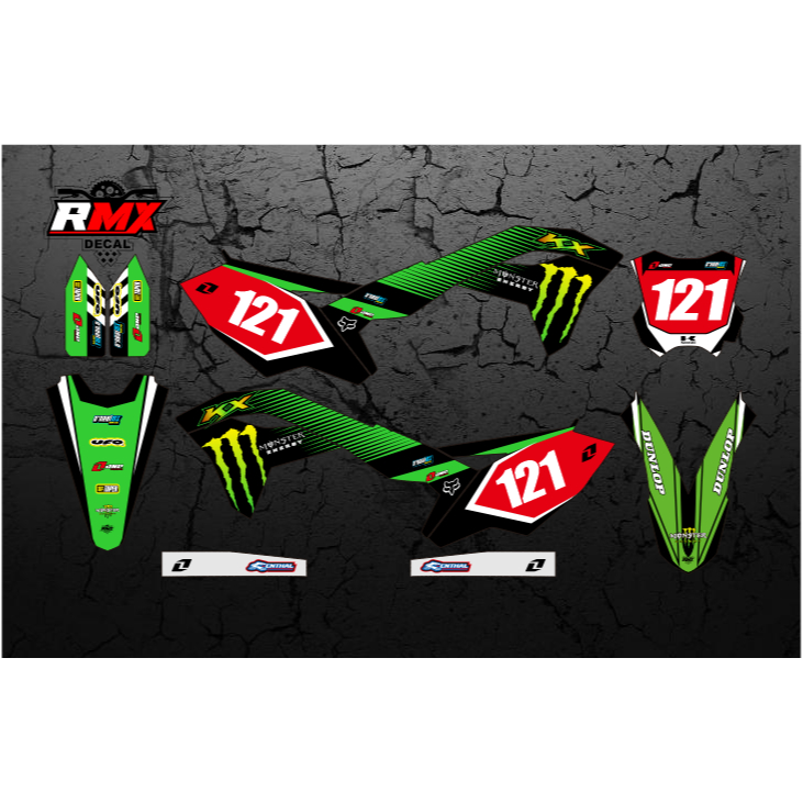 DECAL KX 250 F 2017 FULLBODY (016) DEKAL STIKER KX 250F KXF 2018 2019 2020 HITAM MERAH KUNING HIJAU 