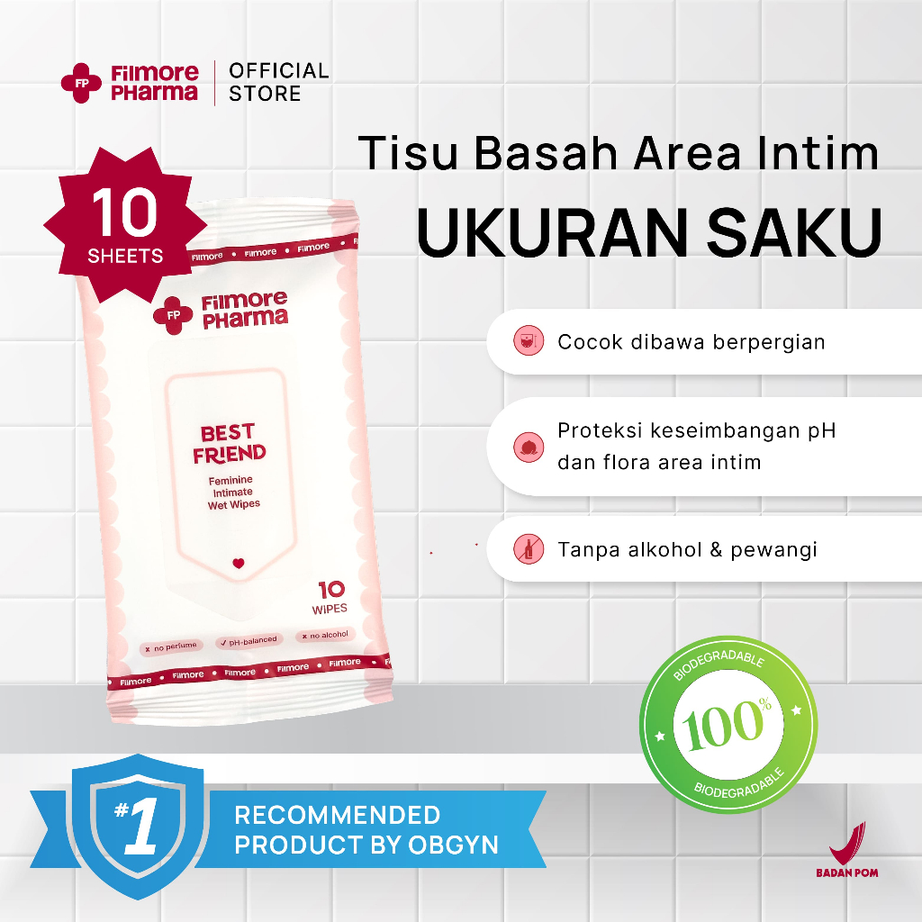 FILMORE Bestfriend Wet Wipes | Tisu Basah Ukuran Travel Wanita Anti-Lengket | Feminine Wet Wipes