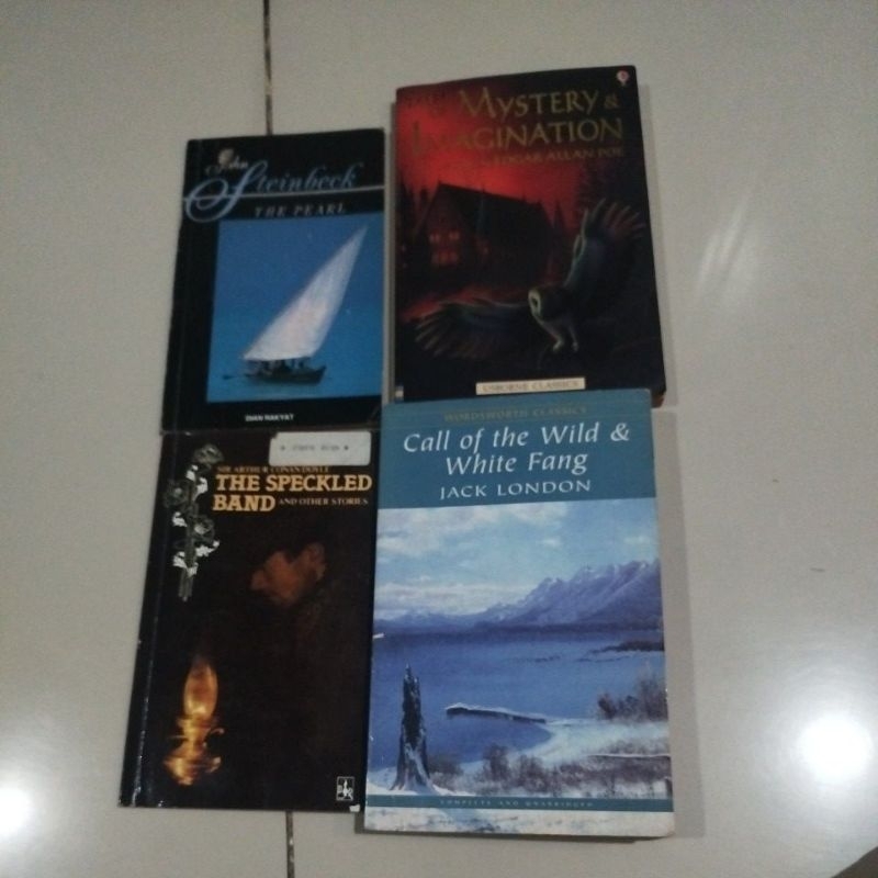 tales of mystery and imagination Edgar Allan Poe, the pearl john Steinbeck, the speckled band, call 