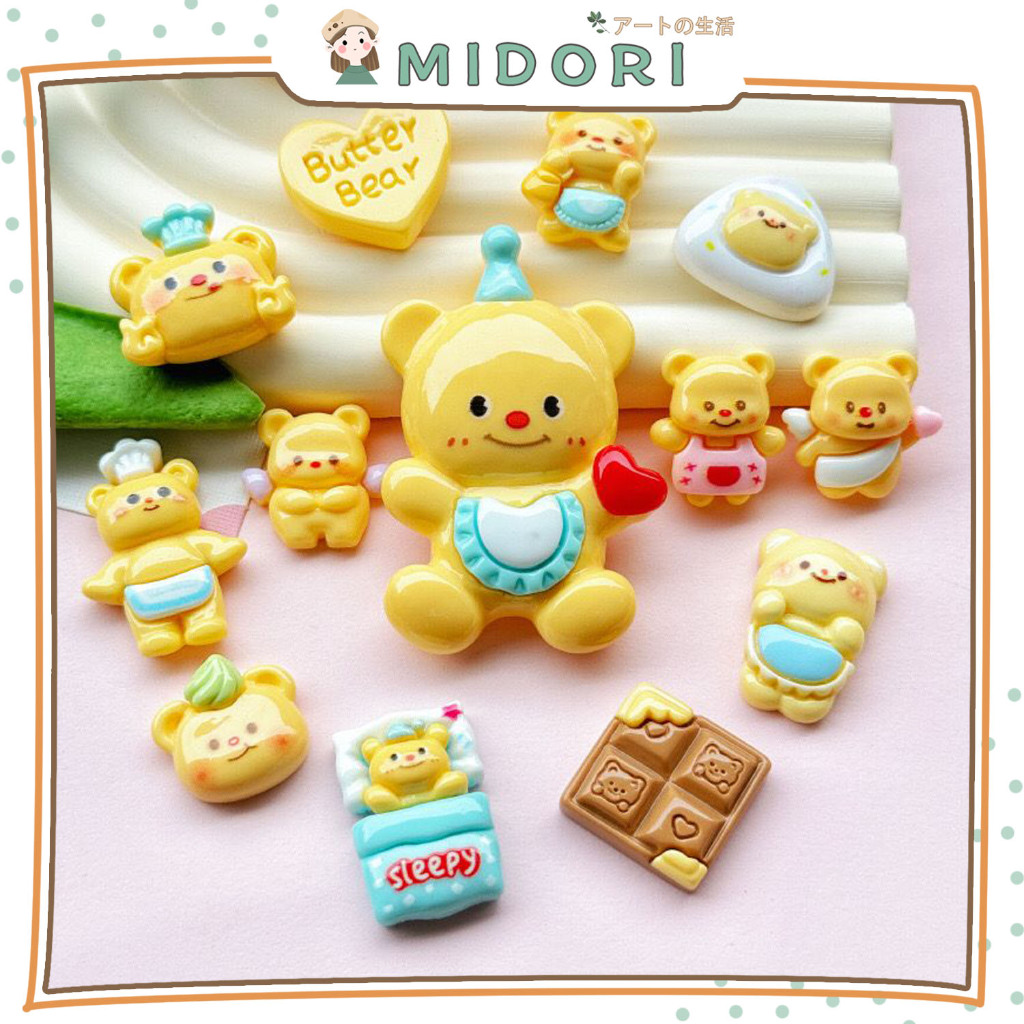 

[MIDORI] 1Pcs STICKER CARTOON BIG YELLOW BEAR Free Resin Aksesoris Hiasan Deco - B0510