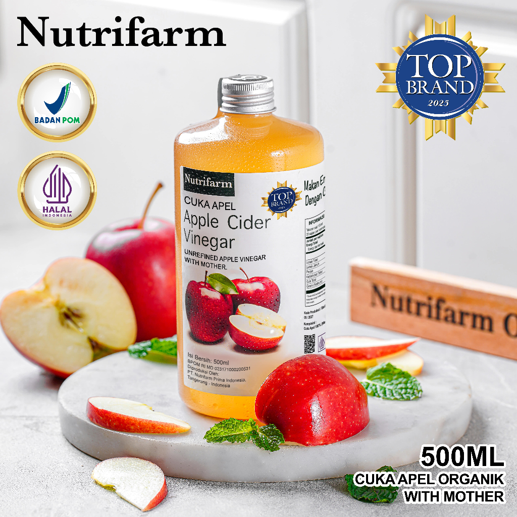 

NUTRIFARM CUKA APEL ORIGINAL ORGANIK 500ML / APPLE CIDER VINEGAR WITH MOTHER