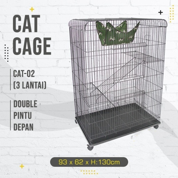 Kandang Kucing OCTAGON CAT-02  kandang besi 2 tingkat uk (93 x 62 H:130cm)