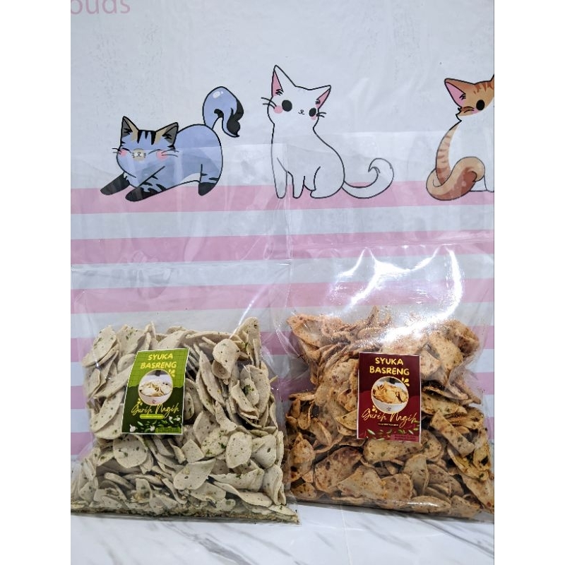 

Basreng pedas dan original daun jeruk