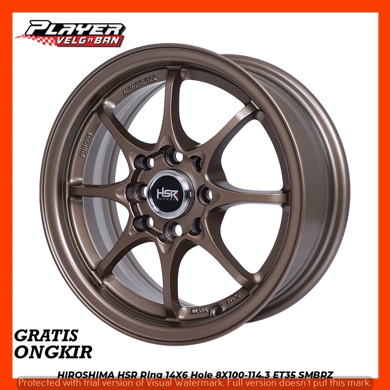 PELEK MOBIL XENIA EVALIA RING14 RATA BODY VELG HSR HIROSHIMA R14 LEBAR6 PCD4X100/4X114,3 ET35 BRONZE