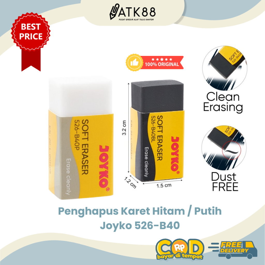 

[ATK88] Penghapus Karet Hitam & Putih Joyko 526-B40P / 526-B40BL Eraser