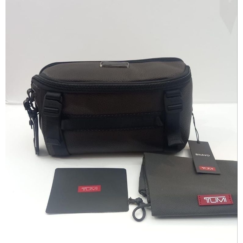 TUMI Alpha Bravo Platoon sling rucksack / bumbag brown black leather