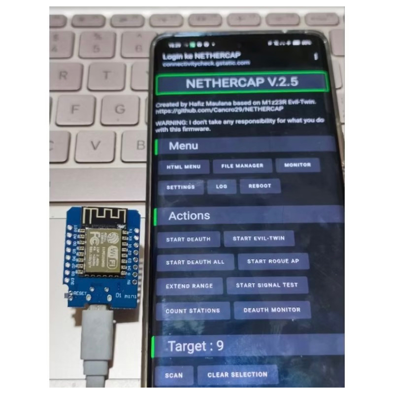 Nethercap Mini oled Wifi siap pakai , Cloning Wifi , Hack Wifi tetangga