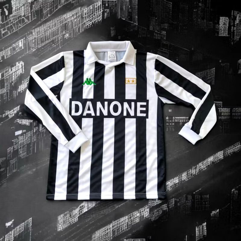 Baju Bola Lawas Yuve-Juve Home 1992/93 Longsleeve Size Lengkap Jumbo S-5XL