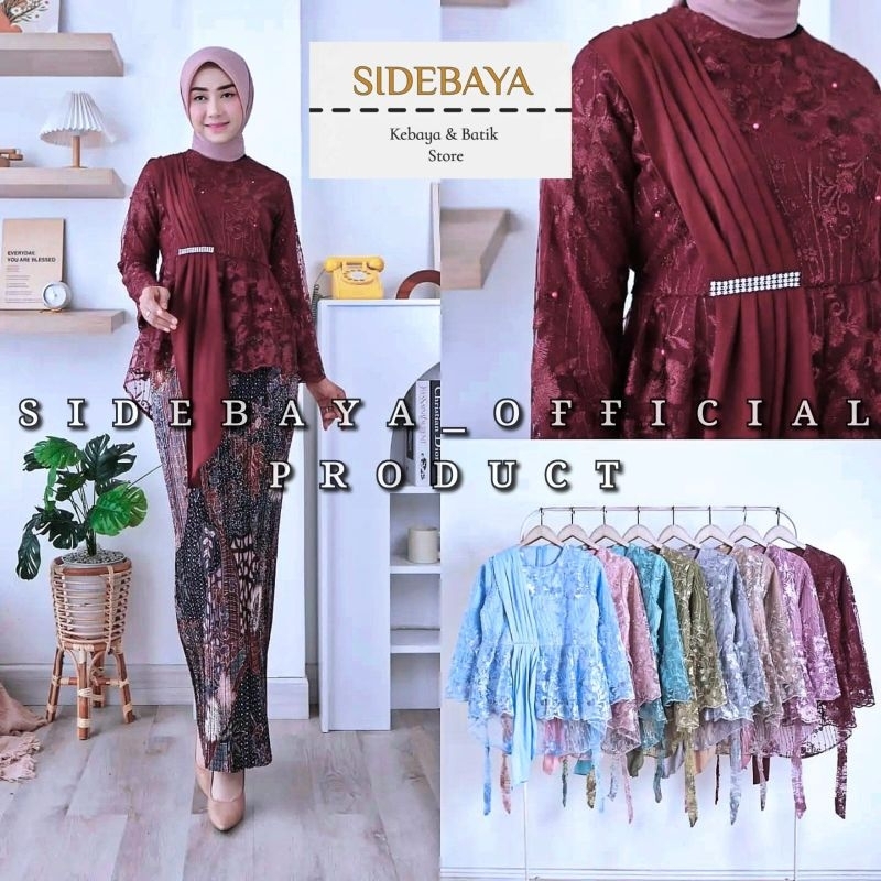 SET / ATASAN KEBAYA BLOUSE AURA SELENDANG PAYET REALPICT TERLARIS > SET KEBAYA MODERN PAYET / SET KE
