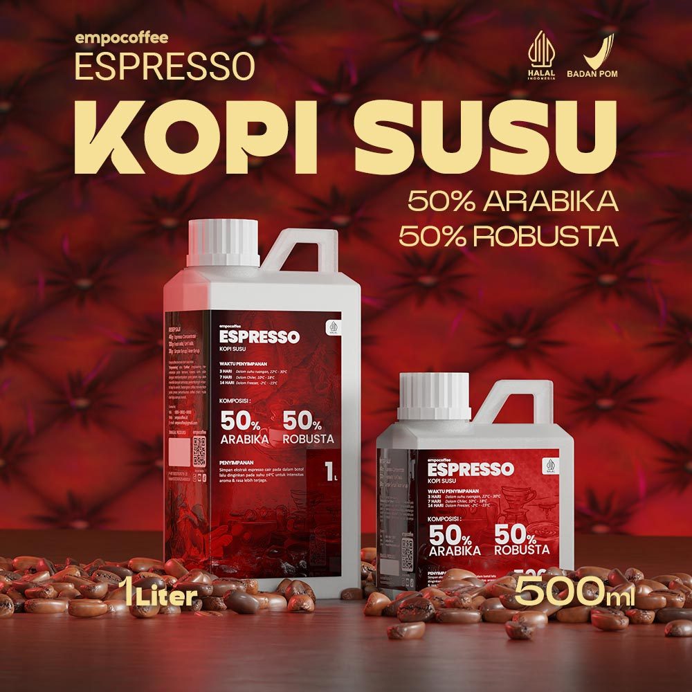 

Espresso Cair Minuman Kopi Susu Coffee Arabika Robusta 50/50
