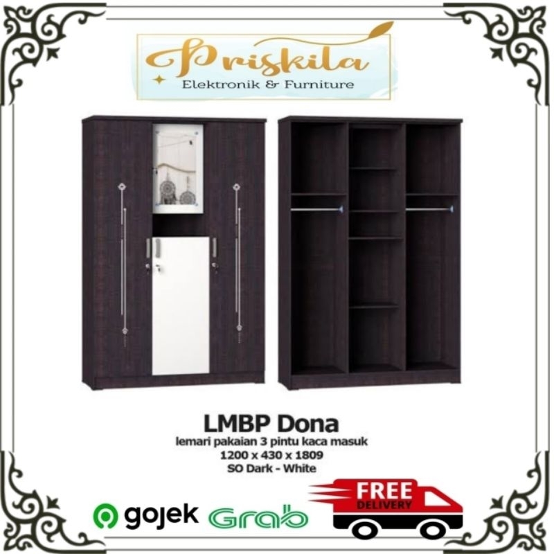 Lemari pakaian LMBP DONA / LEMARI BAJU 3 PINTU/ LEMARI PAKAIAN gstar / FURNITURE PALEMBANG