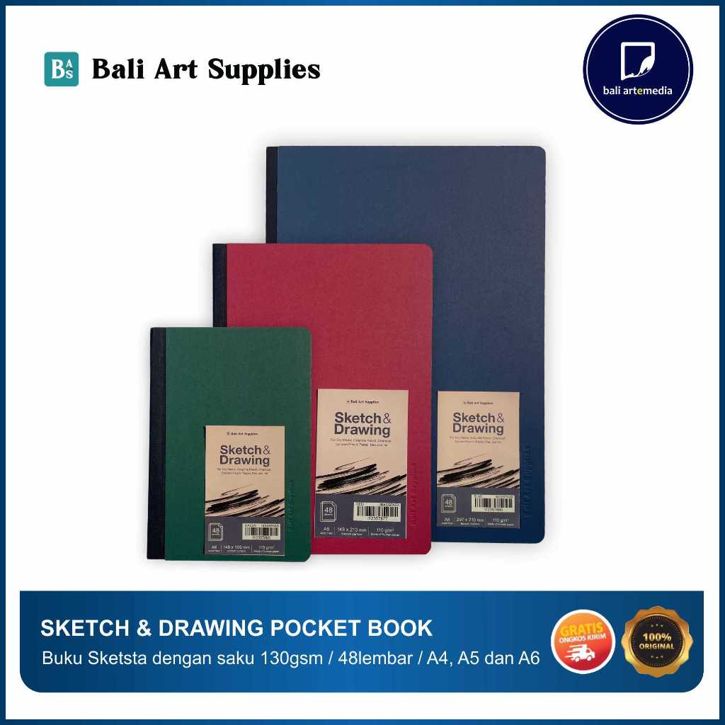 

Bali Art Supplies - Sketch & Drawing - Pocket Sketchbook 48 Lembar - 130gsm A4/A5/A6