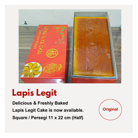 

Lapis Legit Original Blueband Persegi (11x22cm) / Half