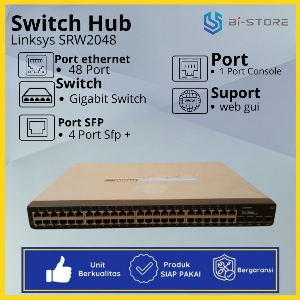 Switch Hub Gigabit 48 Port Linksys SRW2048 Manageable Support WEB Gui