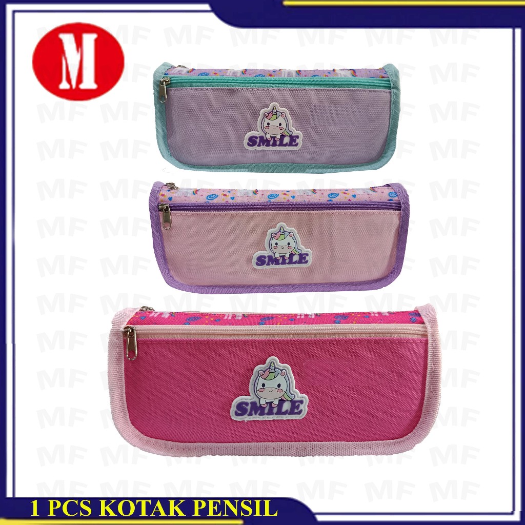 

KAYAGI Kotak Pensil kain Resleting Smile cut KY-7859 Random