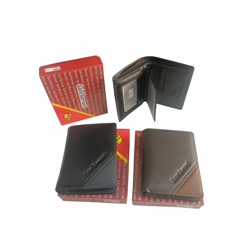[Saint Bernard] Dompet Lipat Pria Model Berdiri Kulit asli Saint Bernard