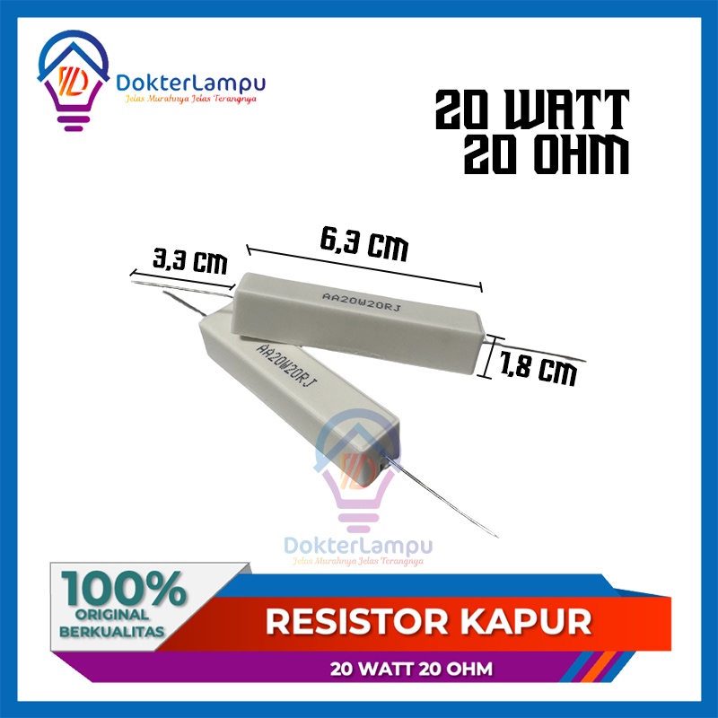 resistor kapur 20 watt 20 ohm