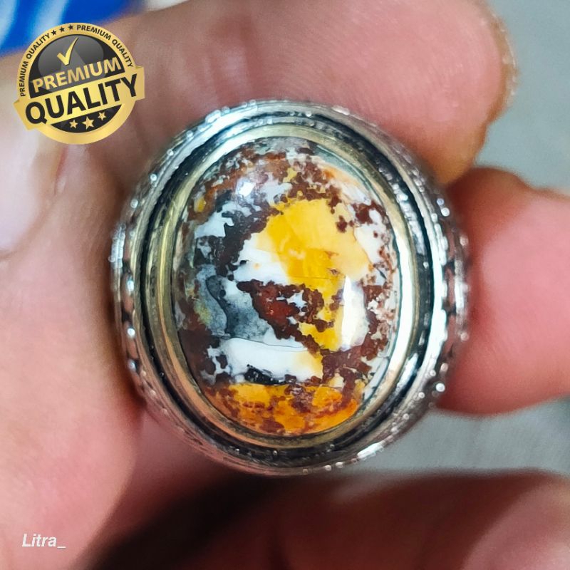 code 27. Batu cincin natural pancawarna motif burung api