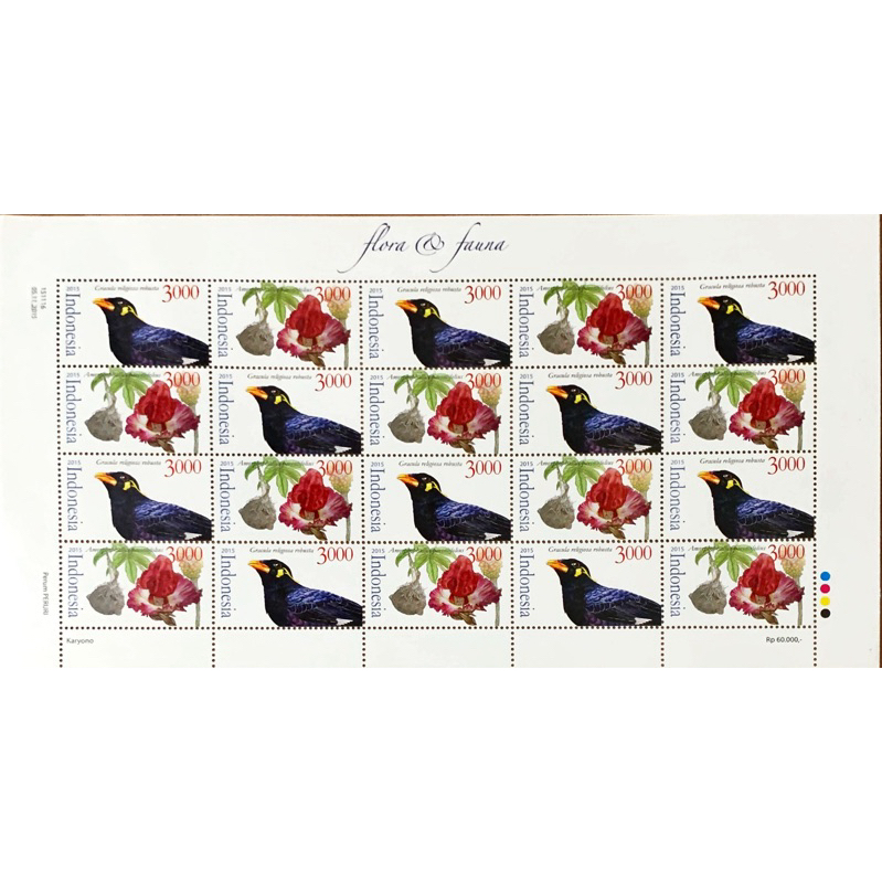 

(FA) PRANGKO INDONESIA 2015 FULL SHEET FLORA DAN FAUNA MNH.